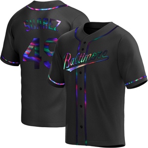 Men's Albert Suarez Baltimore Orioles Replica Black Holographic Alternate Jersey