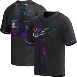 Men's Alexander Wells Baltimore Orioles Replica Black Holographic Alternate Jersey