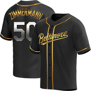 Men's Bruce Zimmermann Baltimore Orioles Replica Black Golden Alternate Jersey