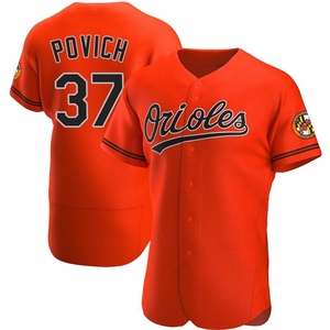 Men's Cade Povich Baltimore Orioles Authentic Orange Alternate Jersey