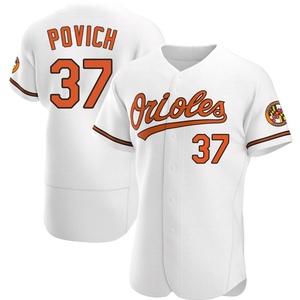 Men's Cade Povich Baltimore Orioles Authentic White Home Jersey