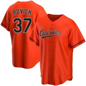 Men's Cade Povich Baltimore Orioles Replica Orange Alternate Jersey