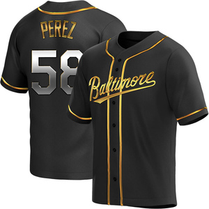 Men's Cionel Perez Baltimore Orioles Replica Black Golden Alternate Jersey