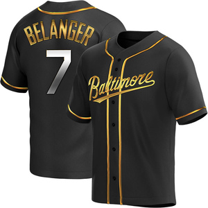 Men's Mark Belanger Baltimore Orioles Replica Black Golden Alternate Jersey