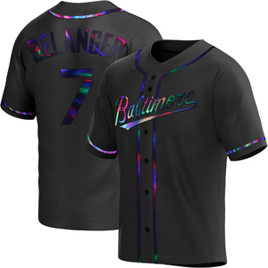 Men's Mark Belanger Baltimore Orioles Replica Black Holographic Alternate Jersey