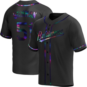 Men's Matt Bowman Baltimore Orioles Replica Black Holographic Alternate Jersey