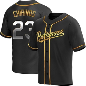 Men's Robinson Chirinos Baltimore Orioles Replica Black Golden Alternate Jersey