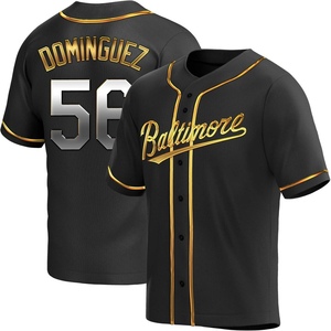 Men's Seranthony Dominguez Baltimore Orioles Replica Black Golden Alternate Jersey