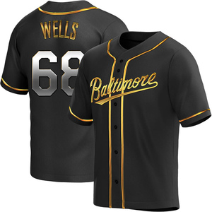 Men's Tyler Wells Baltimore Orioles Replica Black Golden Alternate Jersey