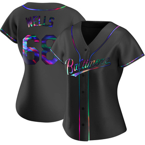 Women's Tyler Wells Baltimore Orioles Replica Black Holographic Alternate Jersey